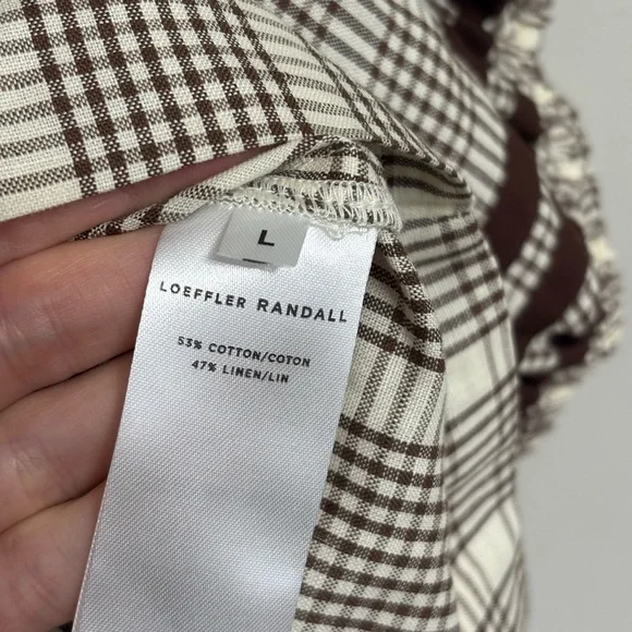 Loeffler Randall Linen Cotton Chocolate Brown Plaid Skit Set - Size L - Picture 7 of 15